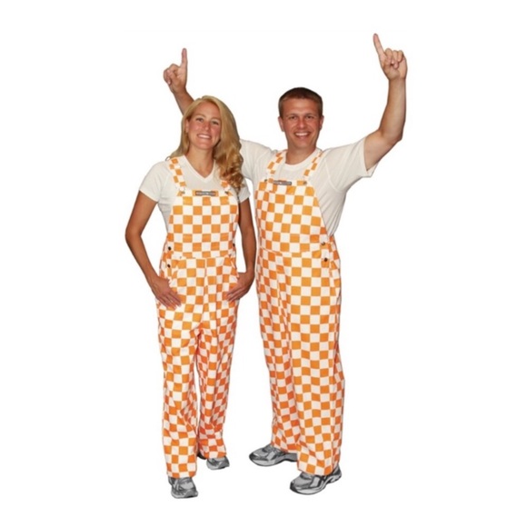 GameBibs Orange White Checker Overalls College Sports Tennessee Texas - Picture 2 of 4
